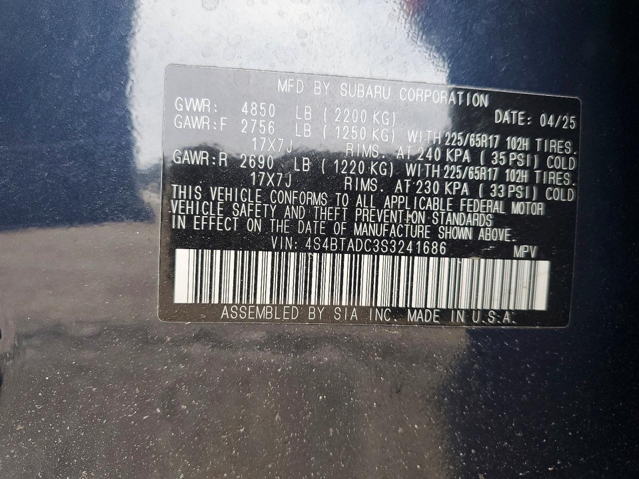 2025 SUBARU OUTBACK PREMIUM photo 12