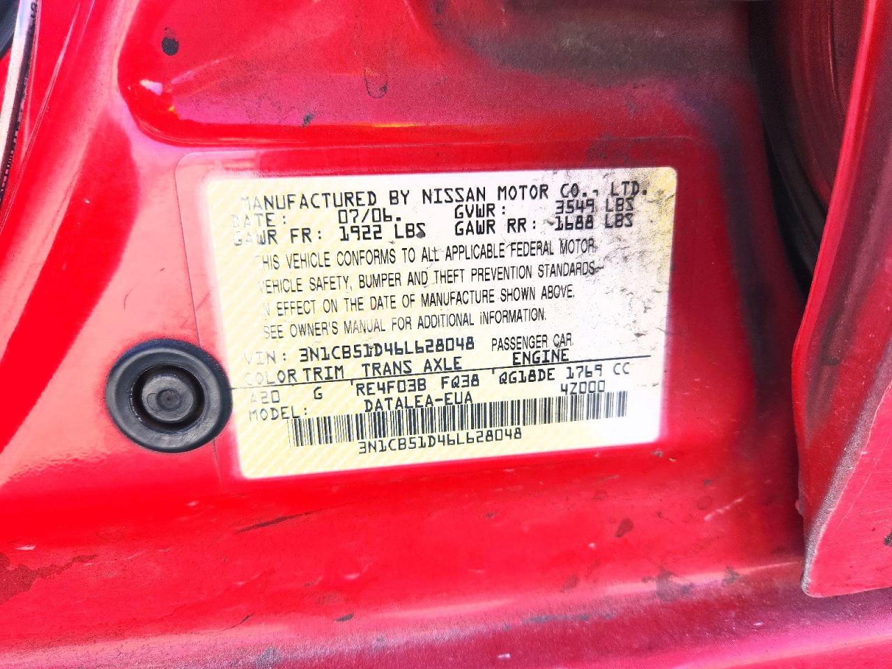 2006 NISSAN SENTRA 1.8 photo 13