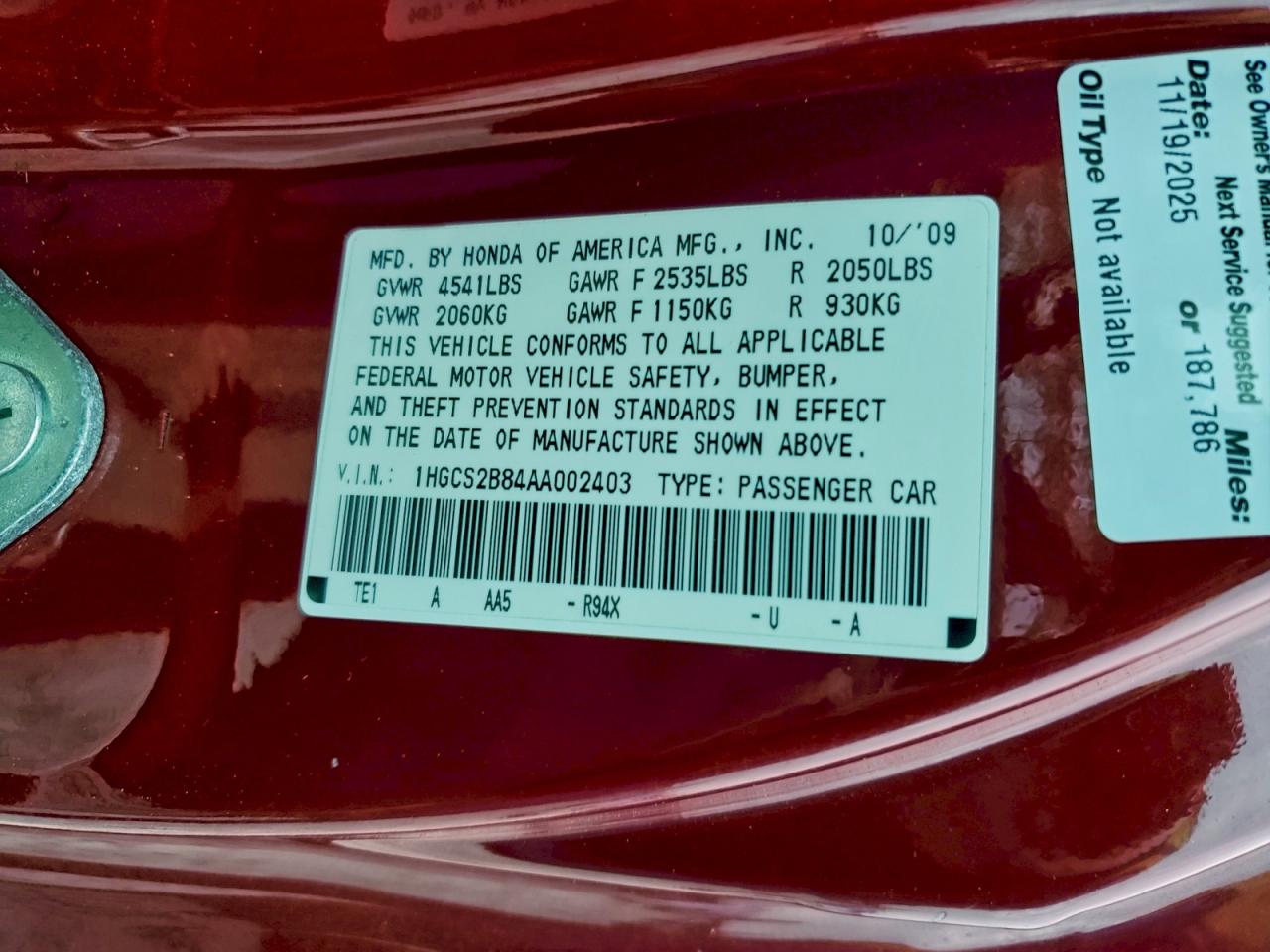 2010 HONDA ACCORD EXL photo 25