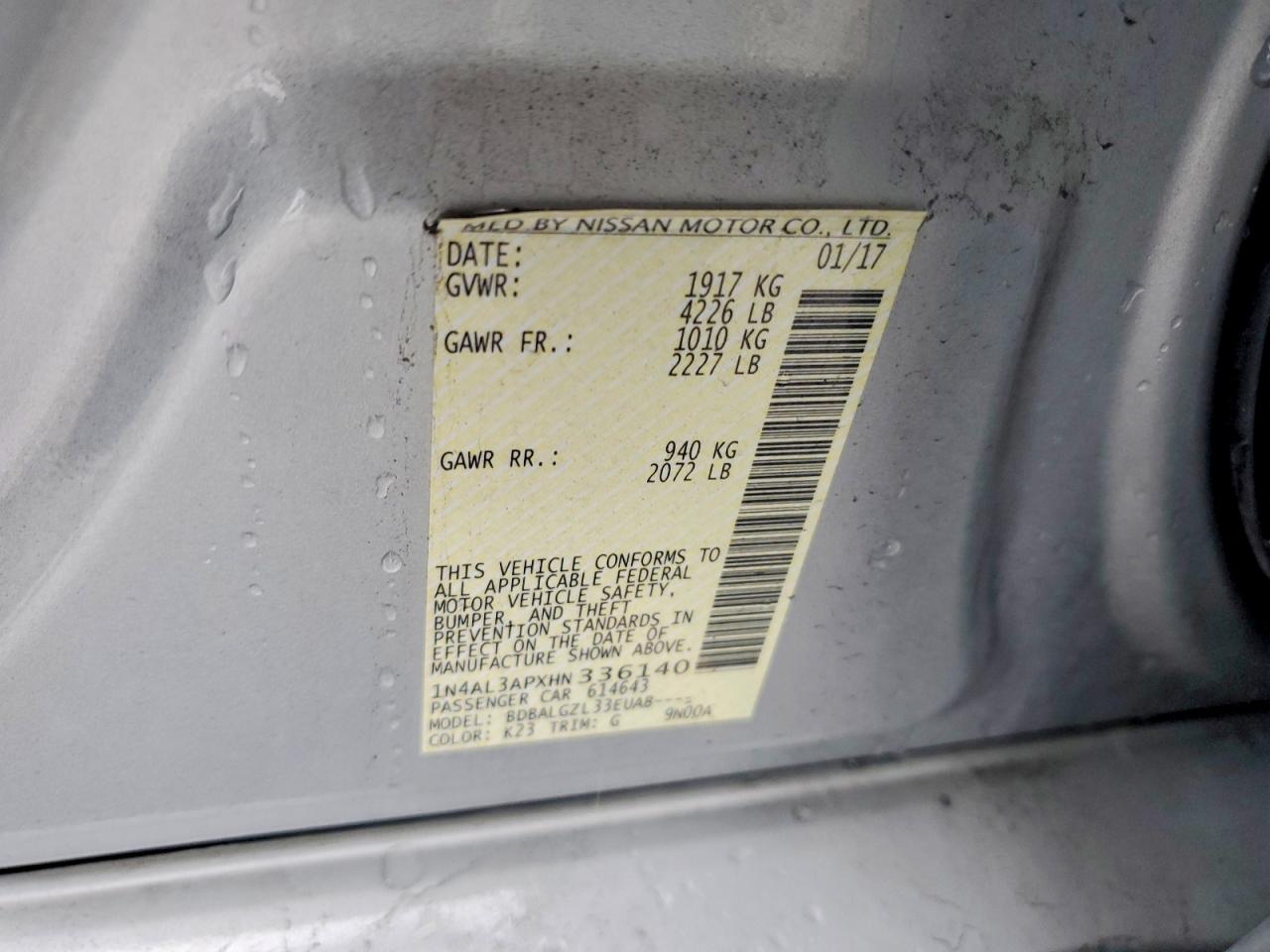 2017 NISSAN ALTIMA 2.5 photo 12