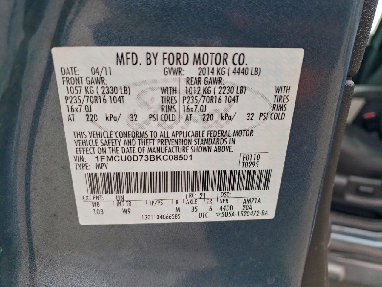2011 FORD ESCAPE XLT photo 13