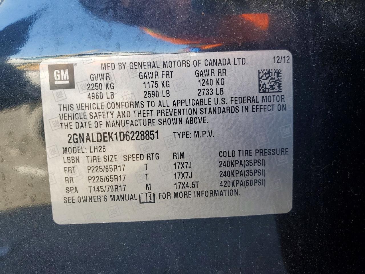 2013 CHEVROLET EQUINOX LT photo 12