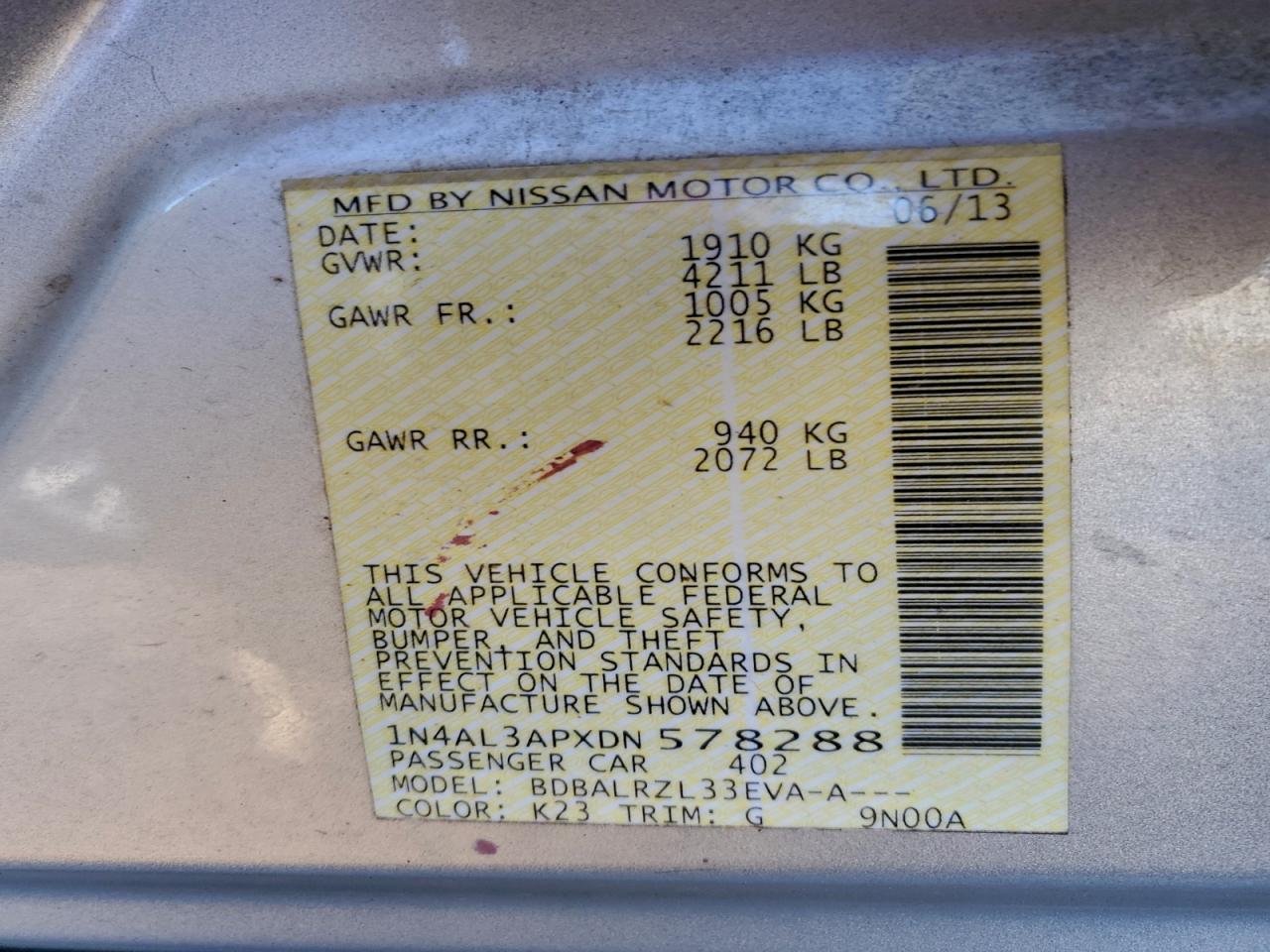 2013 NISSAN ALTIMA 2.5 photo 12