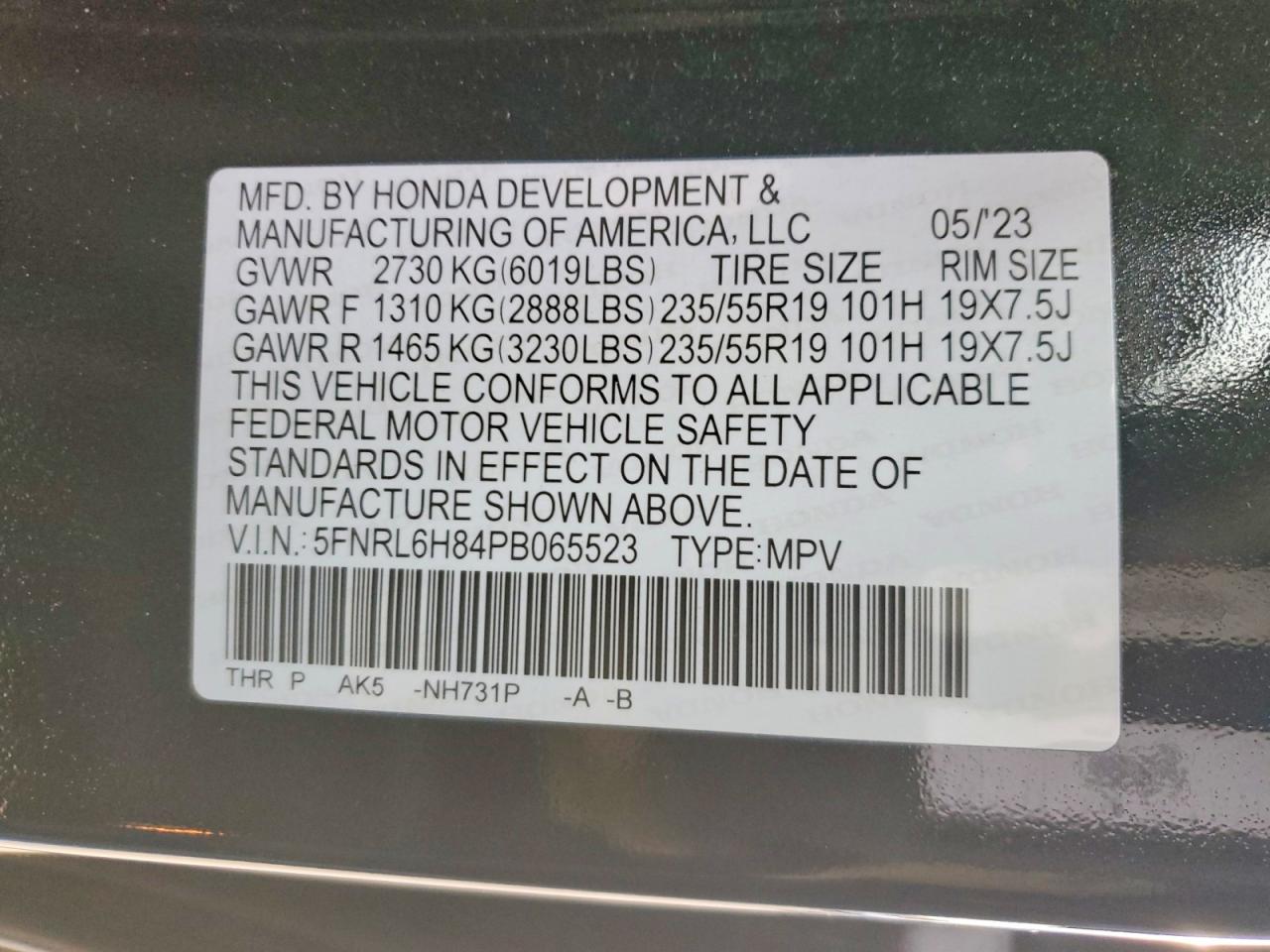 2023 HONDA ODYSSEY TOURING photo 13