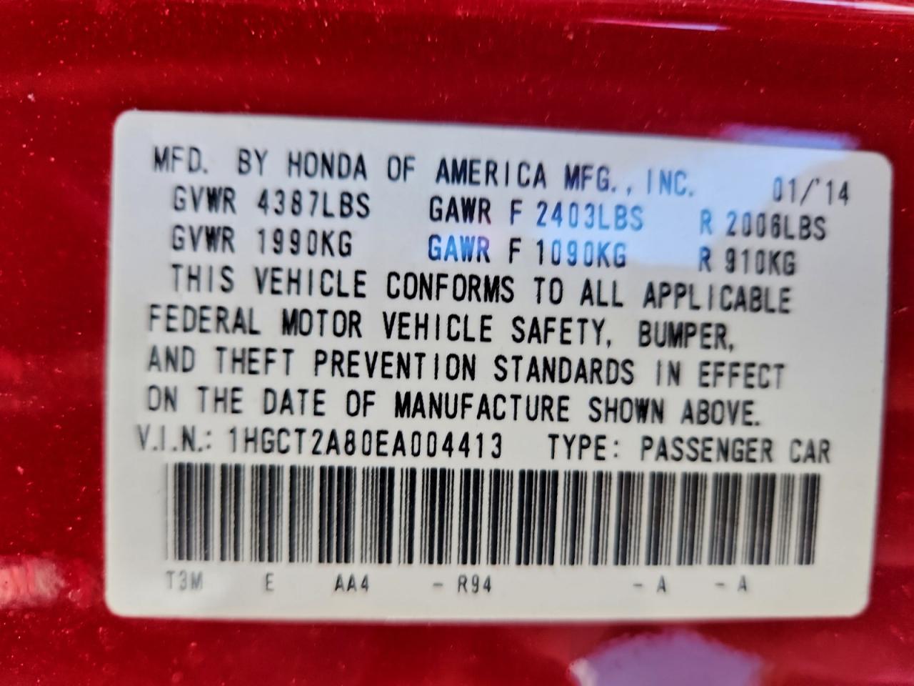 2014 HONDA ACCORD EXL photo 13
