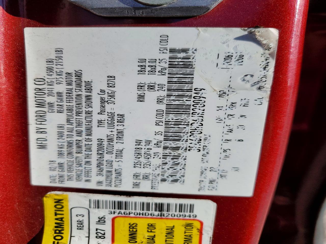 2018 FORD FUSION SE photo 23
