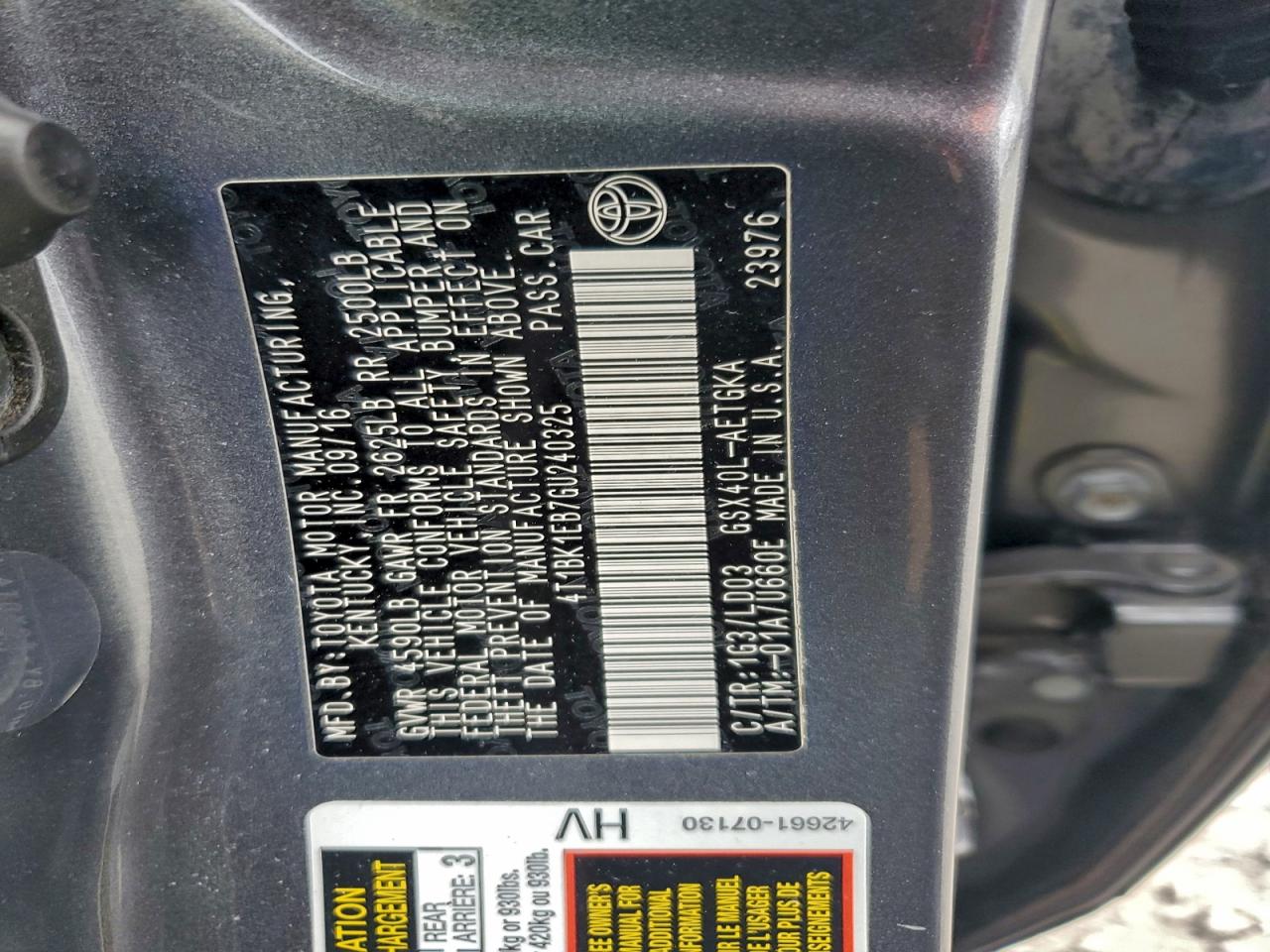 2016 TOYOTA AVALON XLE photo 12