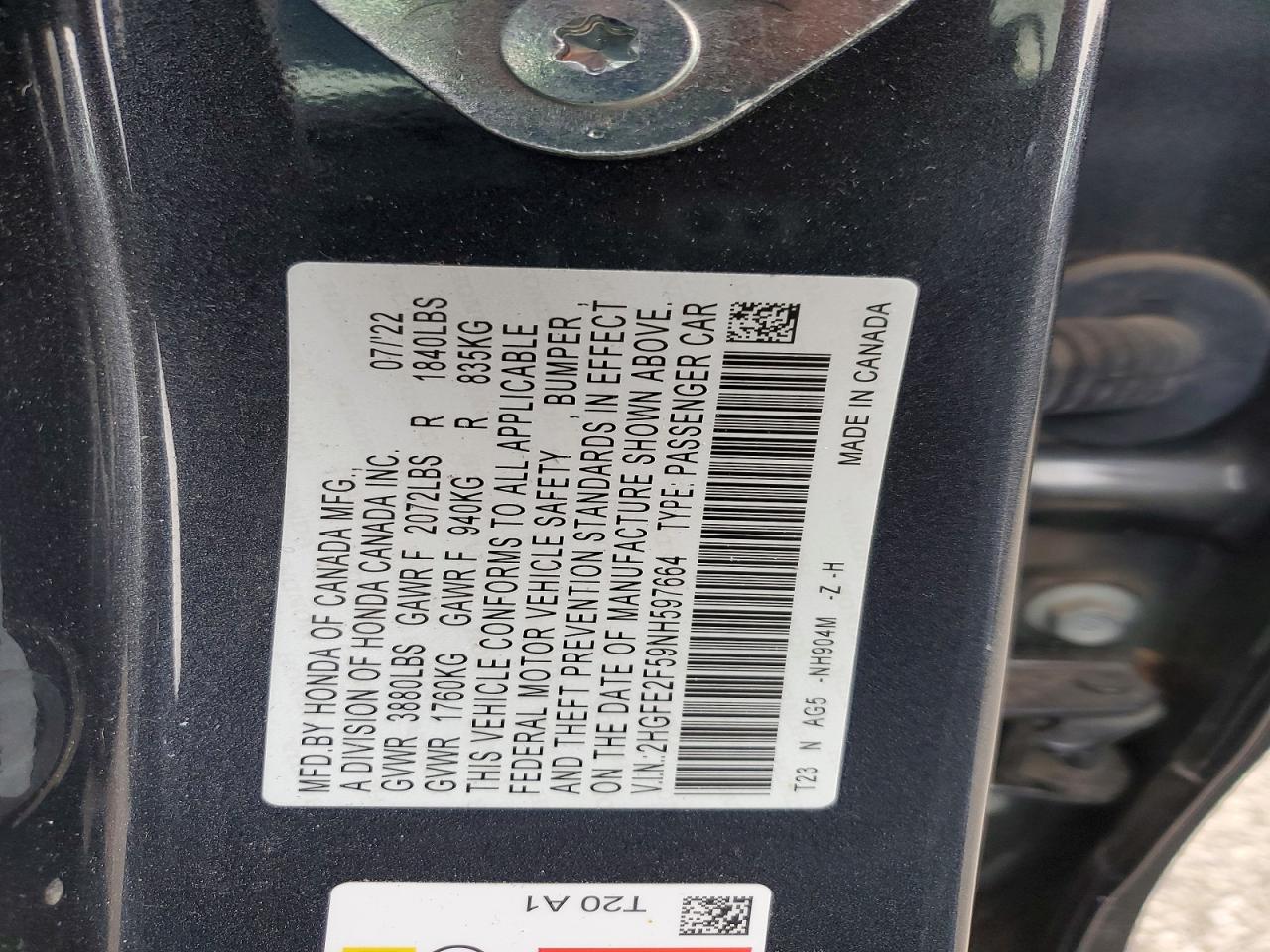 2022 HONDA CIVIC SPORT photo 12