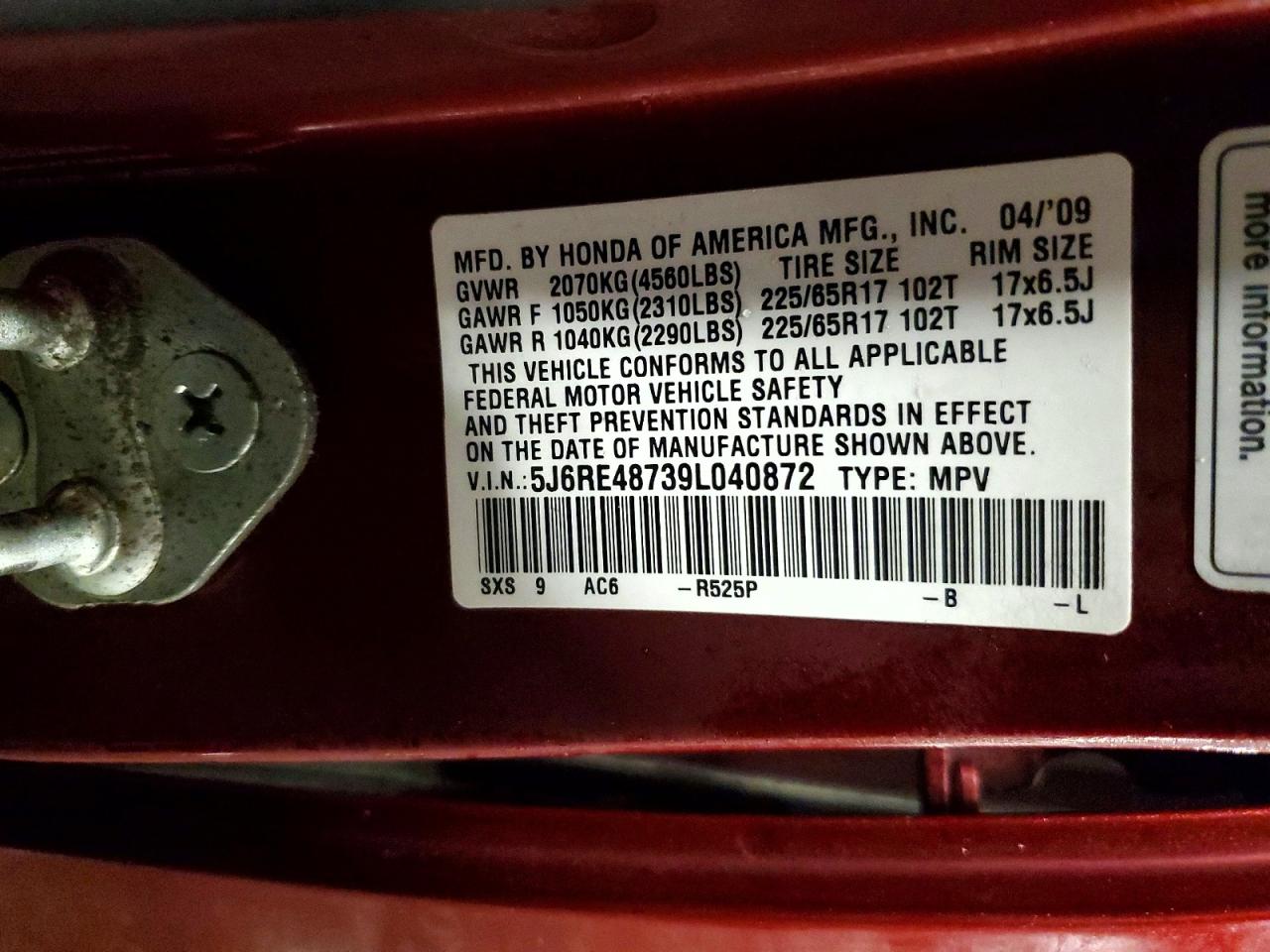 2009 HONDA CR-V EXL photo 27