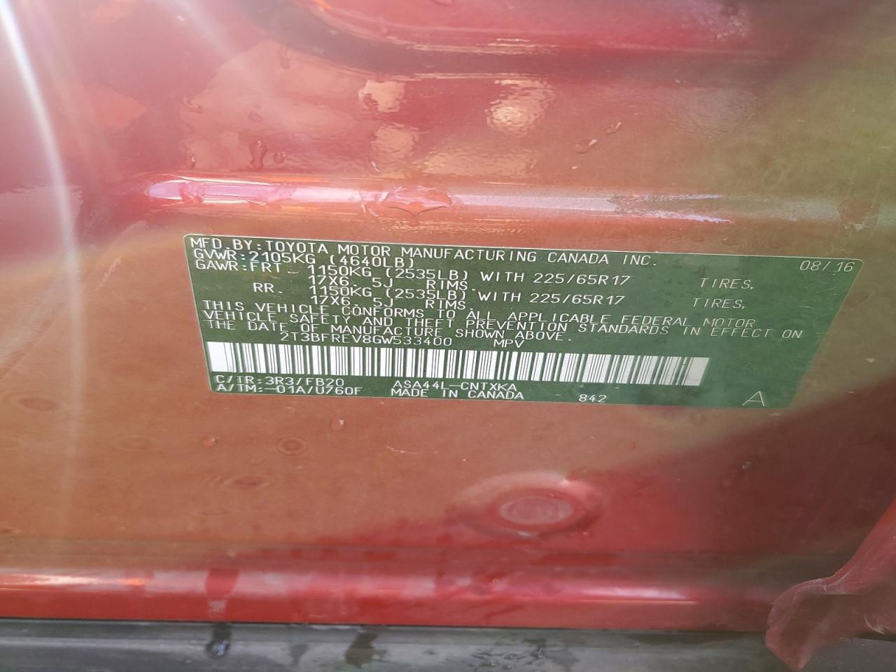 2016 TOYOTA RAV4 LE photo 13