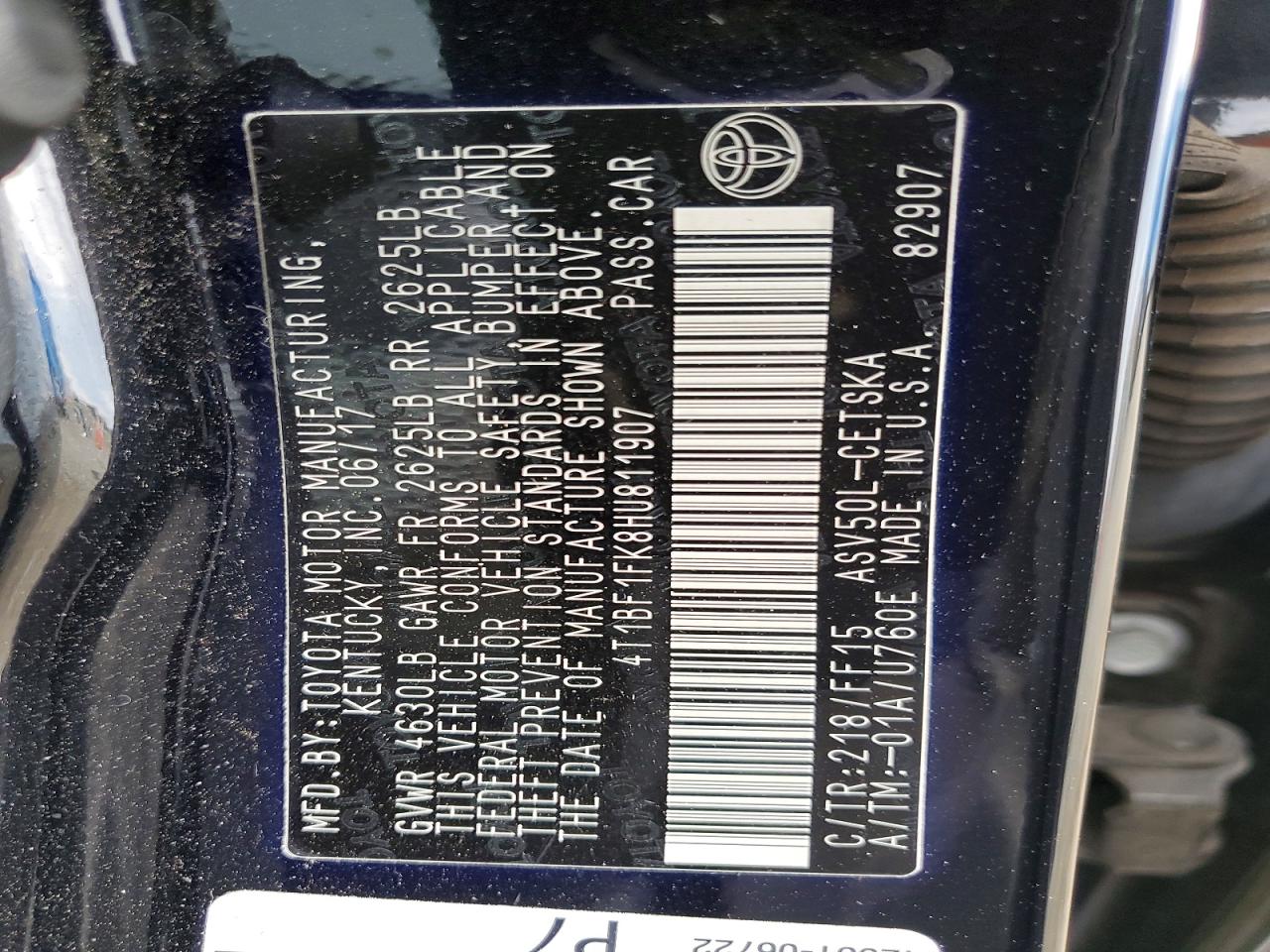 2017 TOYOTA CAMRY LE photo 12