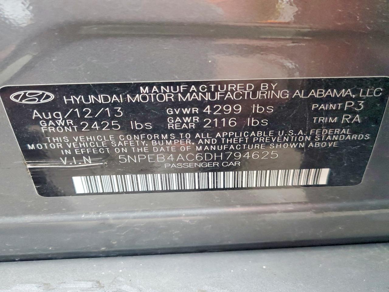 2013 HYUNDAI SONATA GLS photo 13