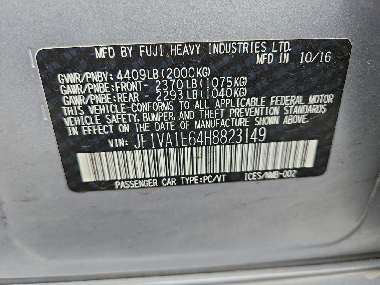 2017 SUBARU WRX PREMIUM photo 12