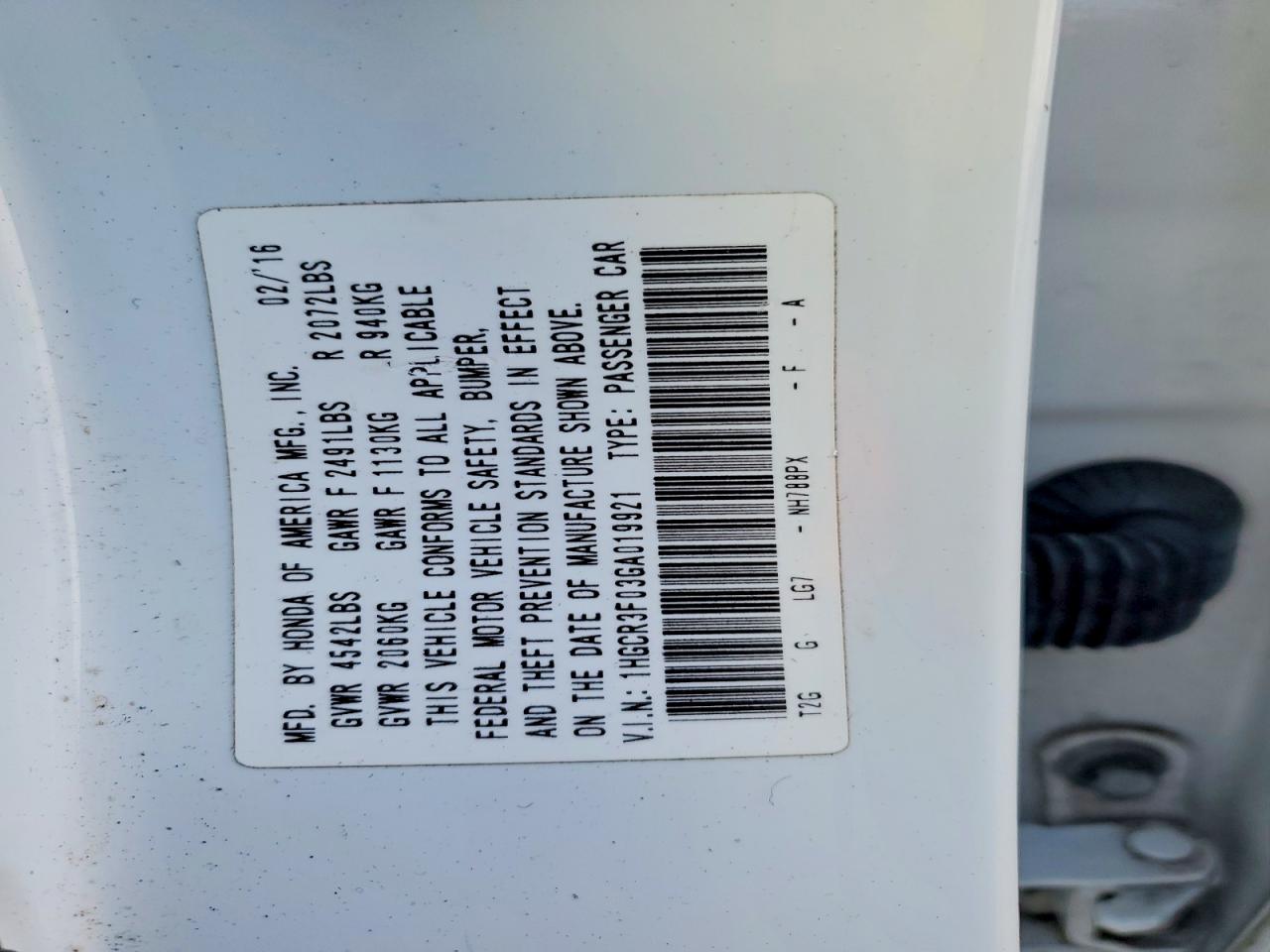 2016 HONDA ACCORD EXL photo 23