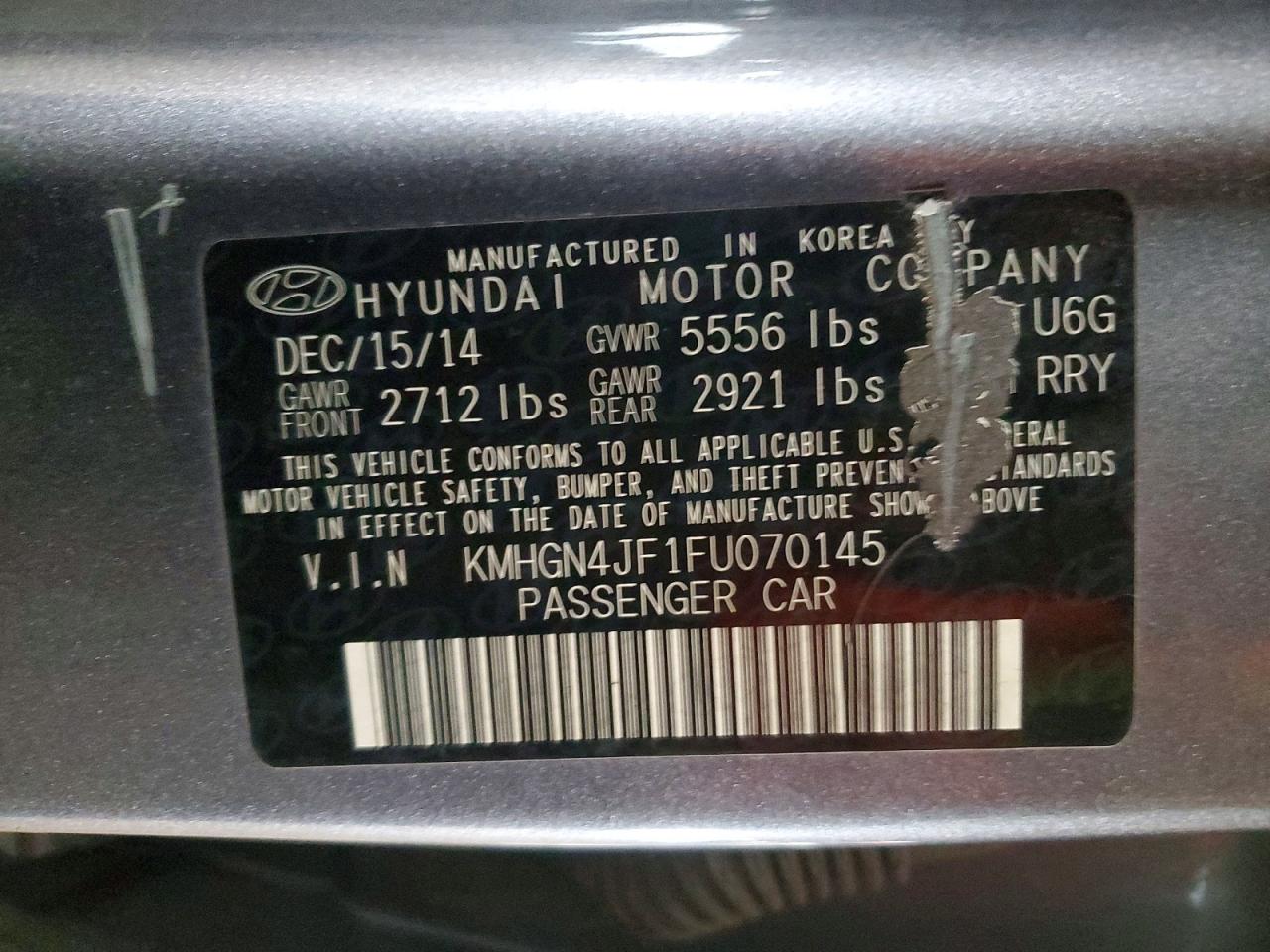 2015 HYUNDAI GENESIS 5.0L photo 12