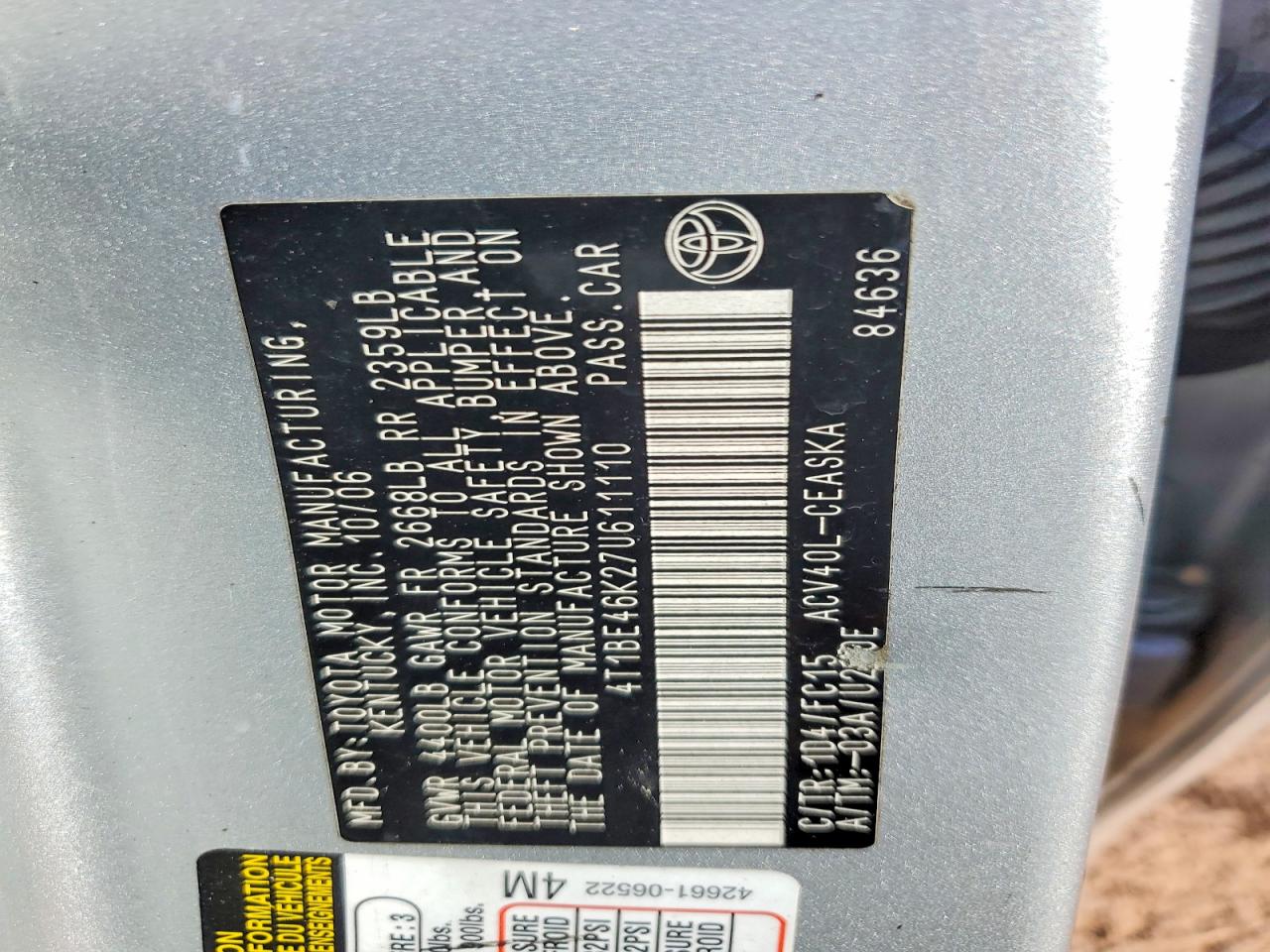 2007 TOYOTA CAMRY CE photo 13