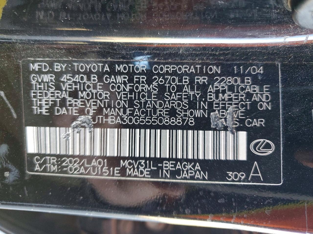 2005 LEXUS ES 330 photo 12