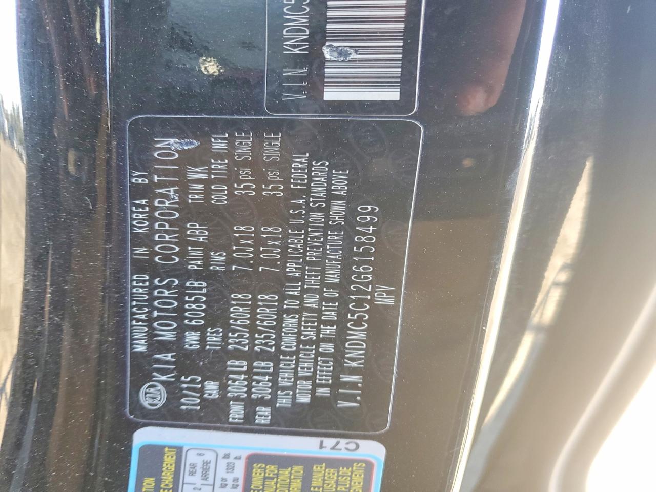2016 KIA SEDONA EX photo 13