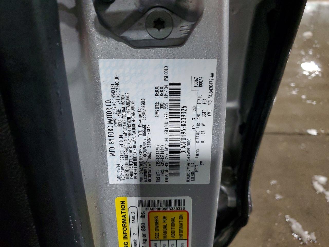 2014 FORD FUSION SE photo 12