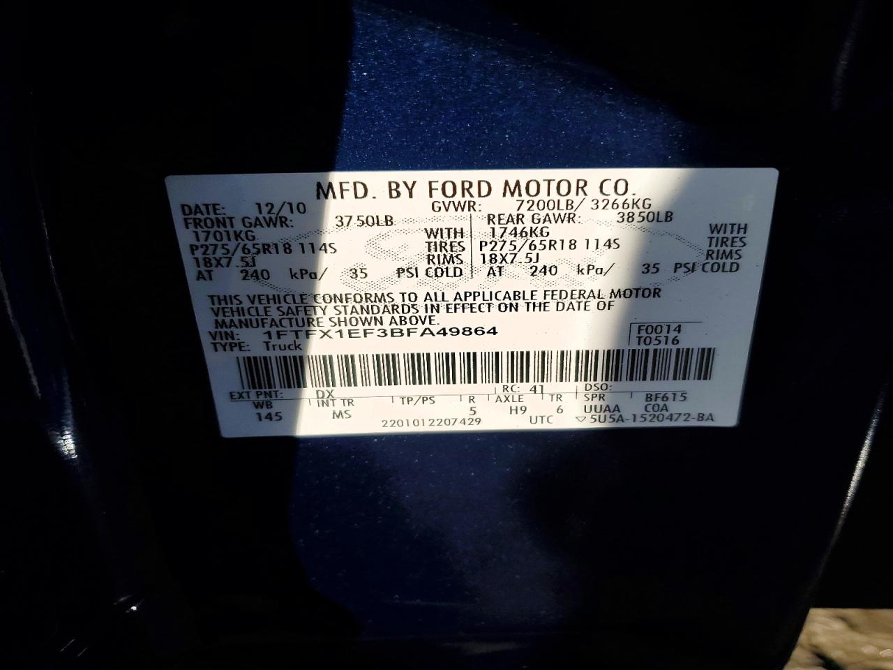 2011 FORD F150 SUPER CAB photo 12