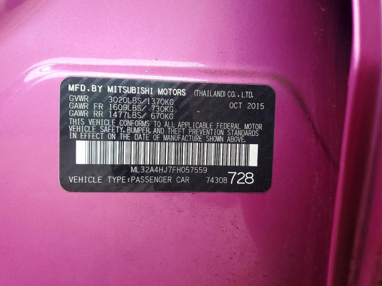 2015 MITSUBISHI MIRAGE ES photo 23