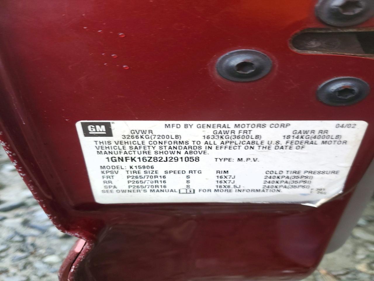 2002 CHEVROLET SUBURBAN K1500 photo 13