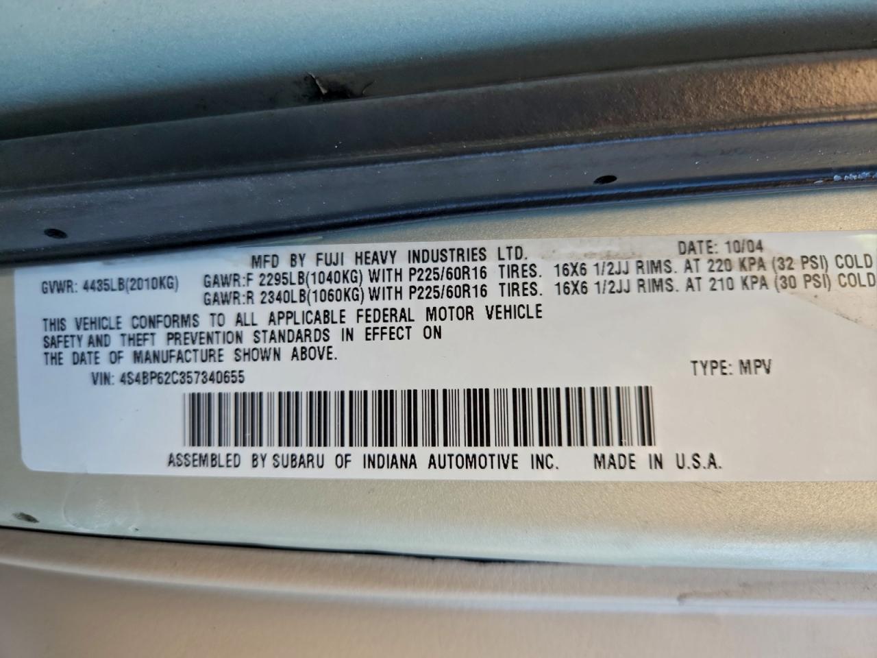 2005 SUBARU LEGACY OUTBACK 2.5I LIMITED photo 13