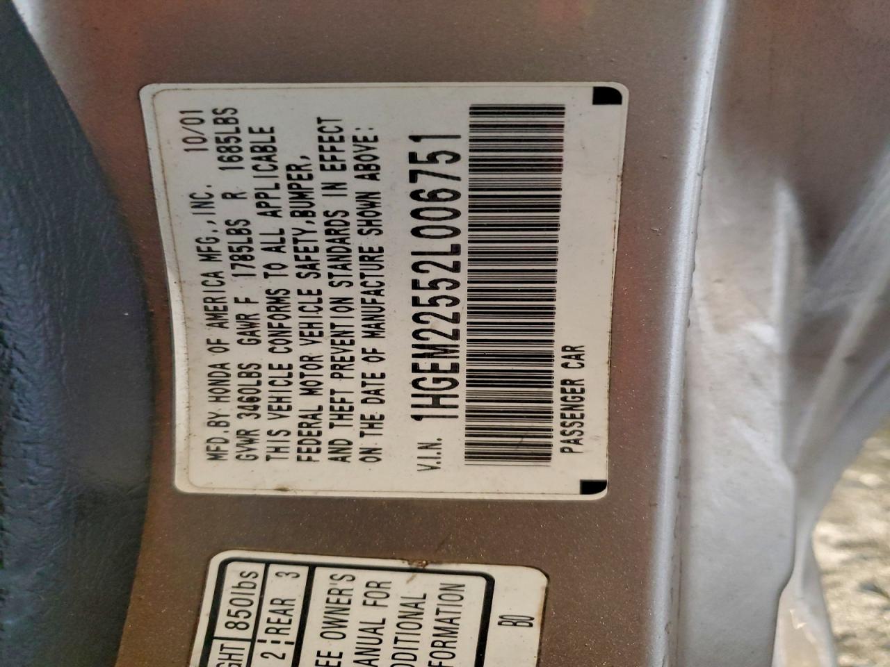 2002 HONDA CIVIC LX photo 12