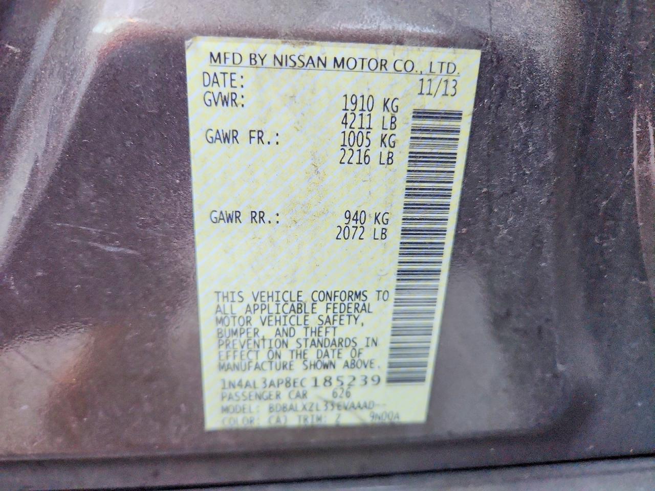 2014 NISSAN ALTIMA 2.5 photo 12