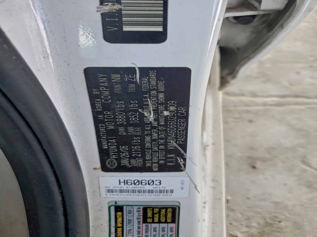 2006 HYUNDAI ELANTRA GLS photo 12