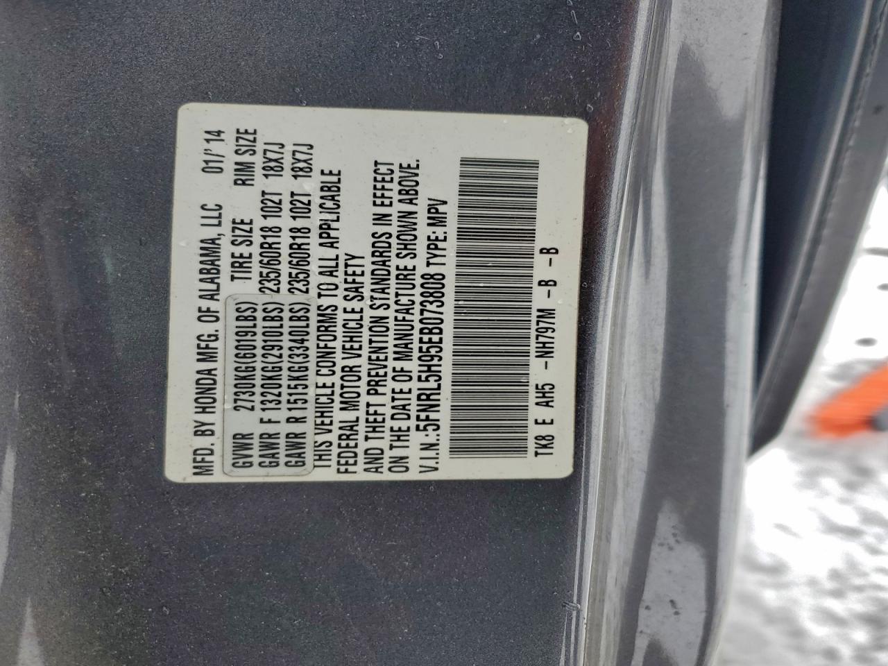 2014 HONDA ODYSSEY TOURING photo 13