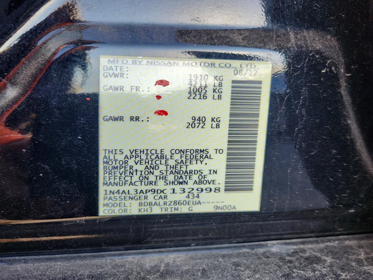 2013 NISSAN ALTIMA 2.5 photo 12