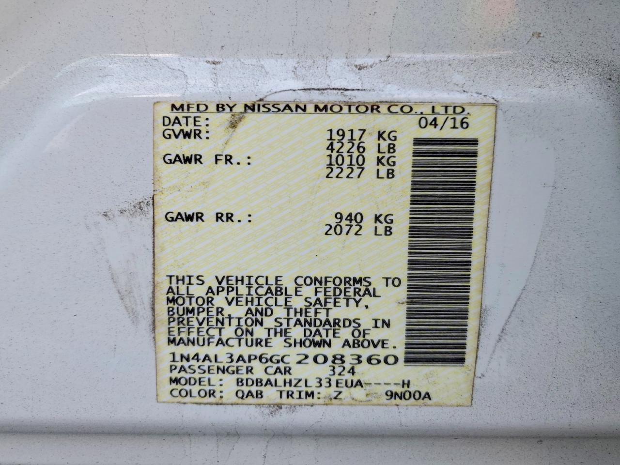 2016 NISSAN ALTIMA 2.5 photo 12