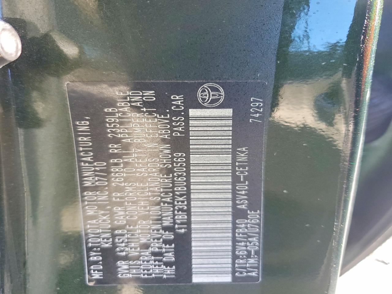 2011 TOYOTA CAMRY BASE photo 12