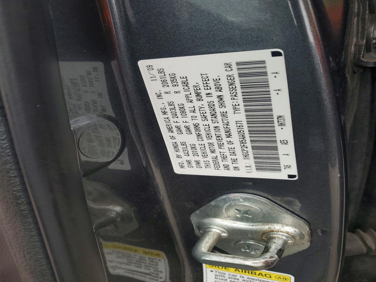 2010 HONDA ACCORD EXL photo 12