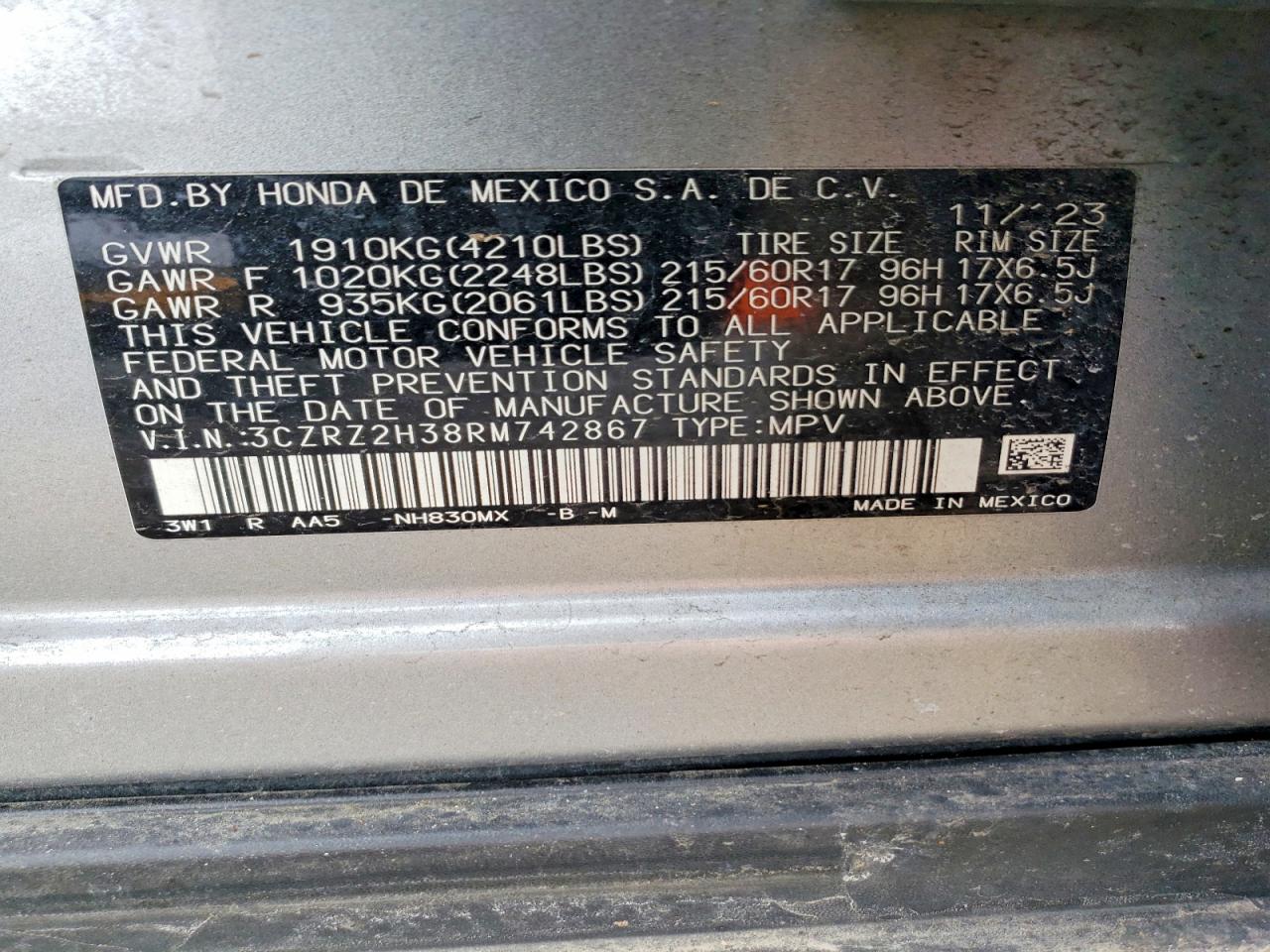 2024 HONDA HR-V LX photo 14