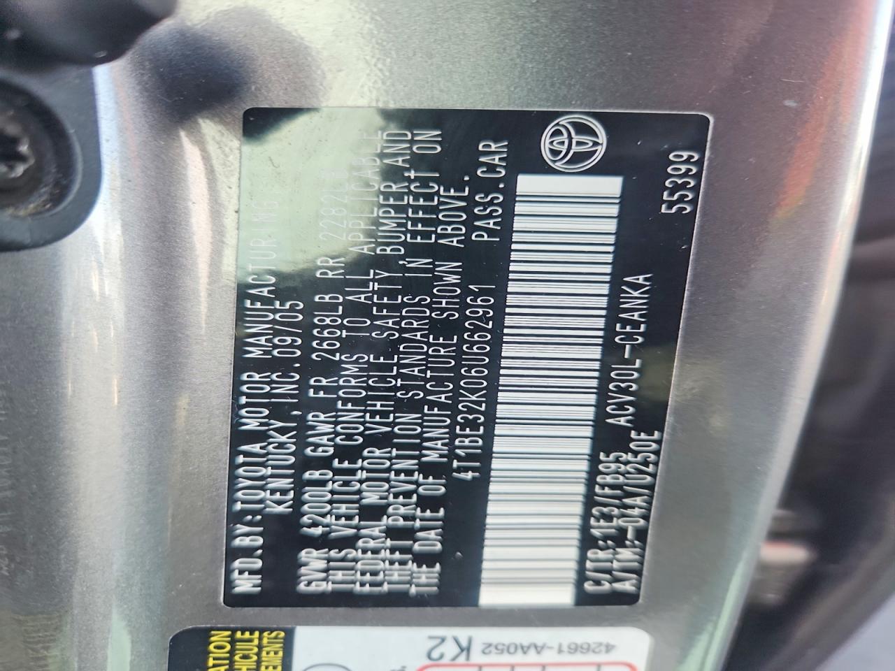 2006 TOYOTA CAMRY LE photo 12