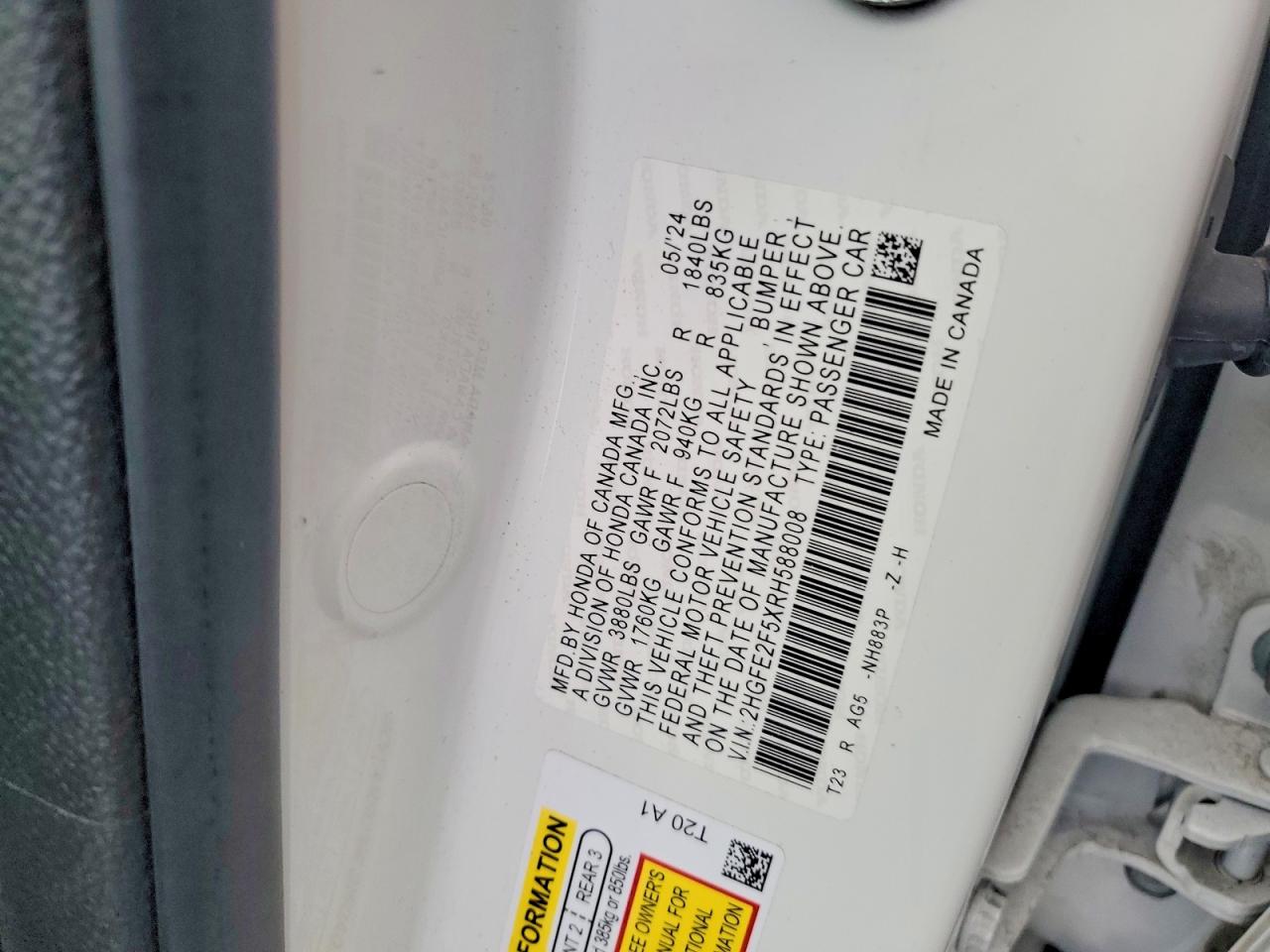 2024 HONDA CIVIC SPORT photo 23