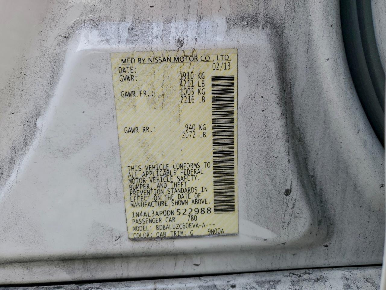2013 NISSAN ALTIMA 2.5 photo 12