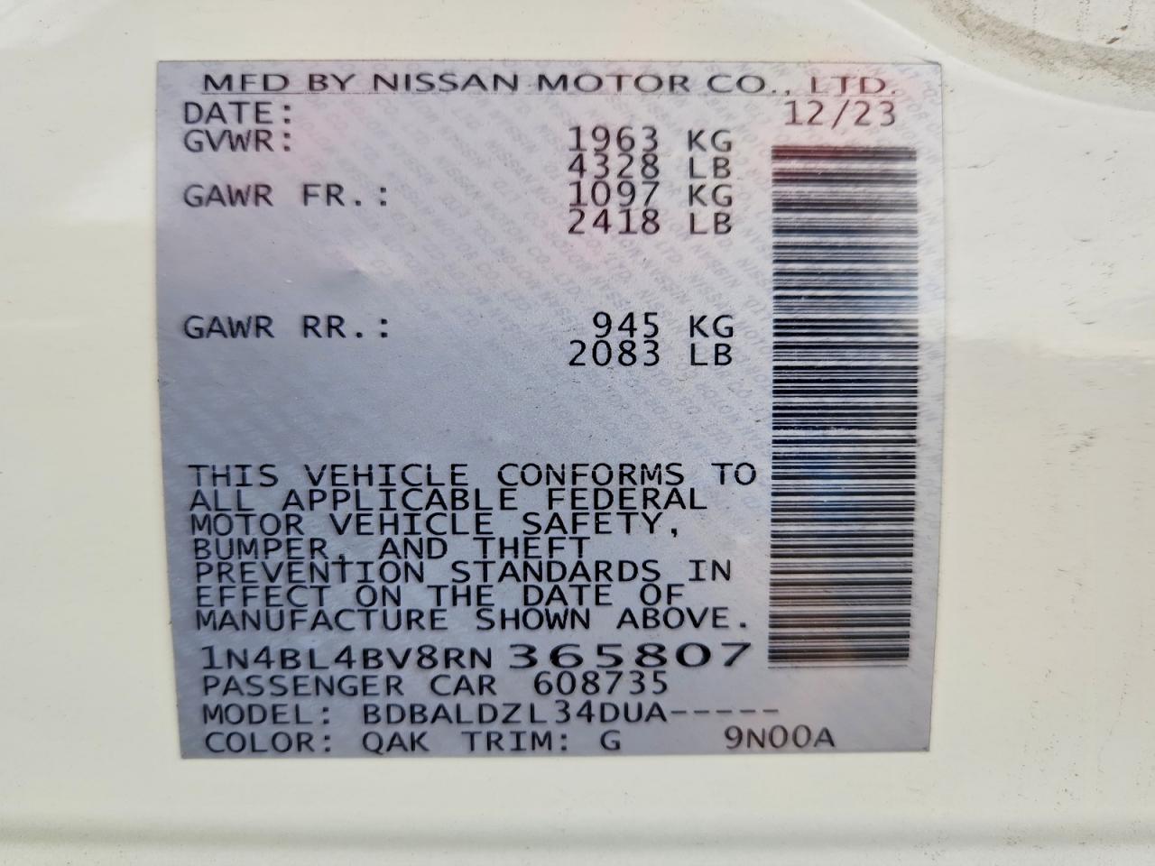 2024 NISSAN ALTIMA S photo 12