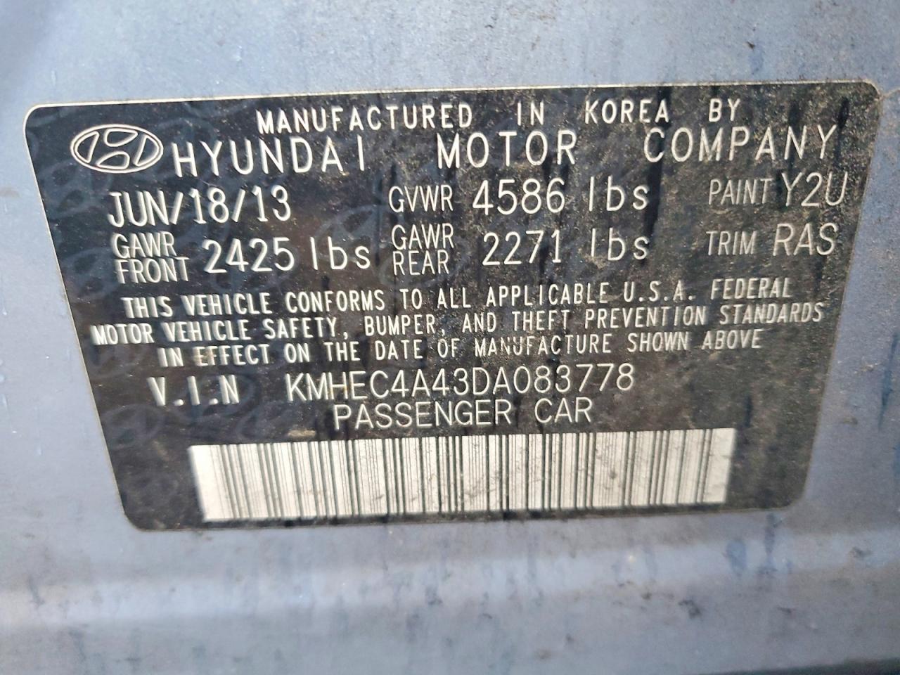 2013 HYUNDAI SONATA photo 12