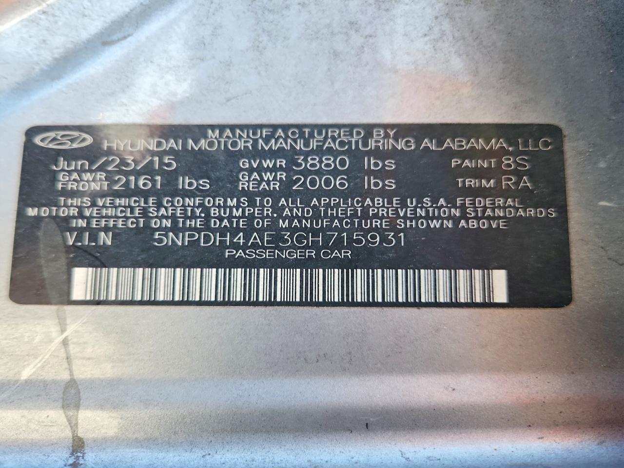 2016 HYUNDAI ELANTRA SE photo 12