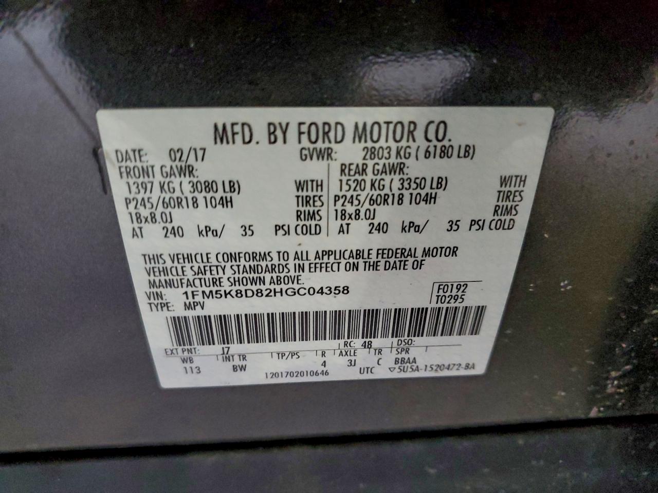 2017 FORD EXPLORER XLT photo 13