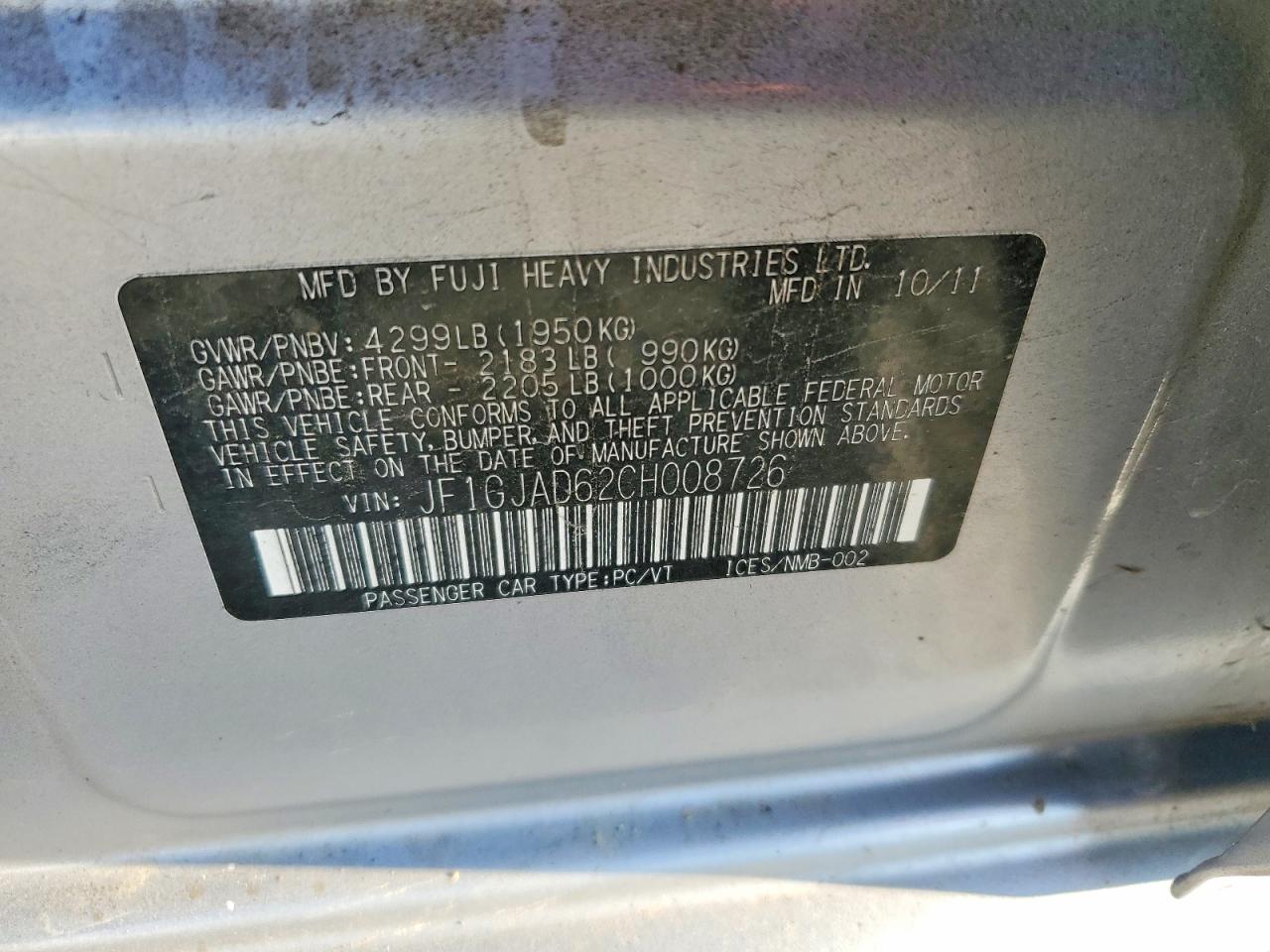 2012 SUBARU IMPREZA PREMIUM photo 13