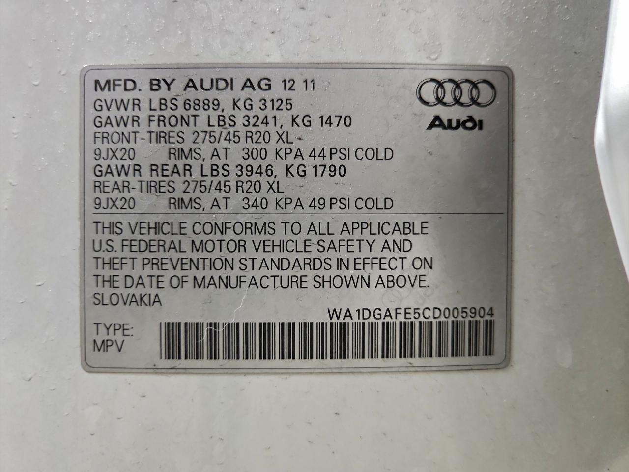 2012 AUDI Q7 PRESTIGE photo 13