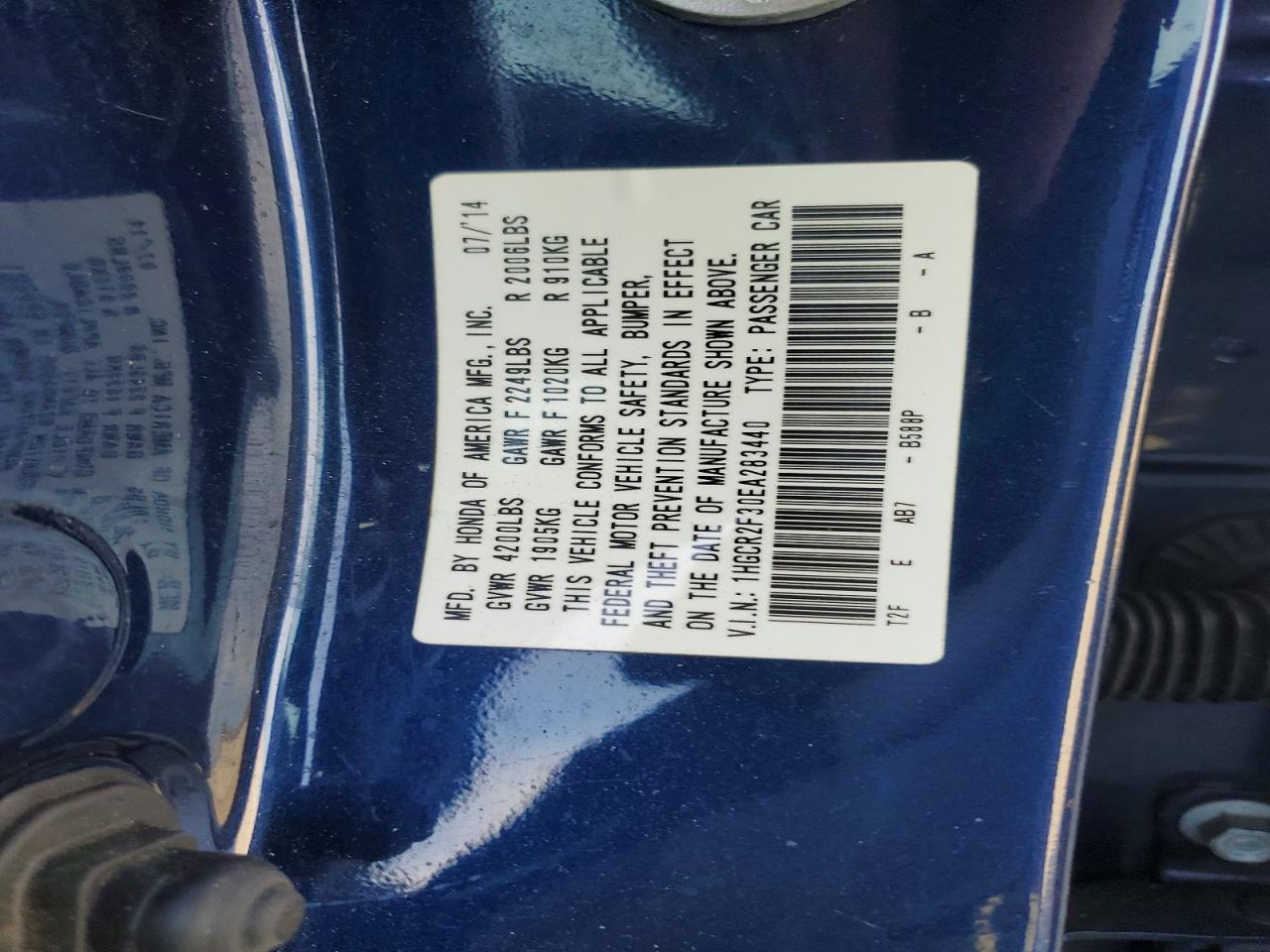 2014 HONDA ACCORD LX photo 34