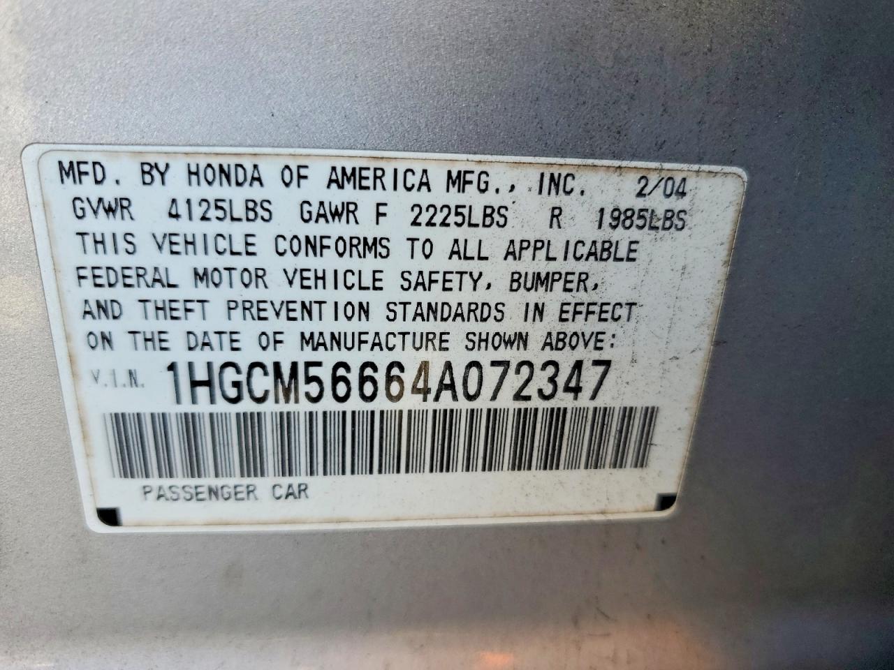 2004 HONDA ACCORD EX photo 23