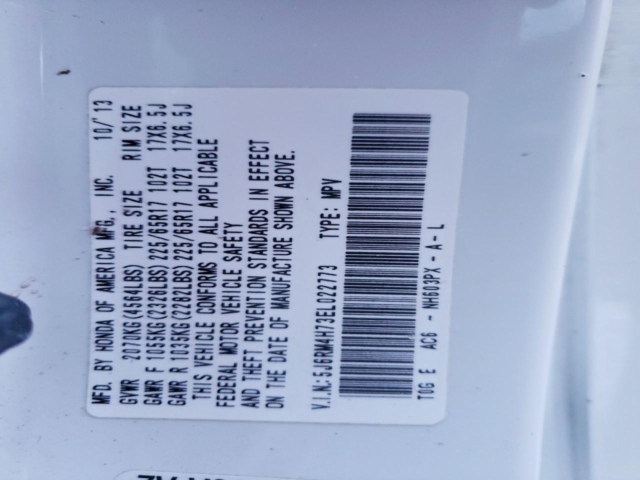2014 HONDA CR-V EXL photo 13