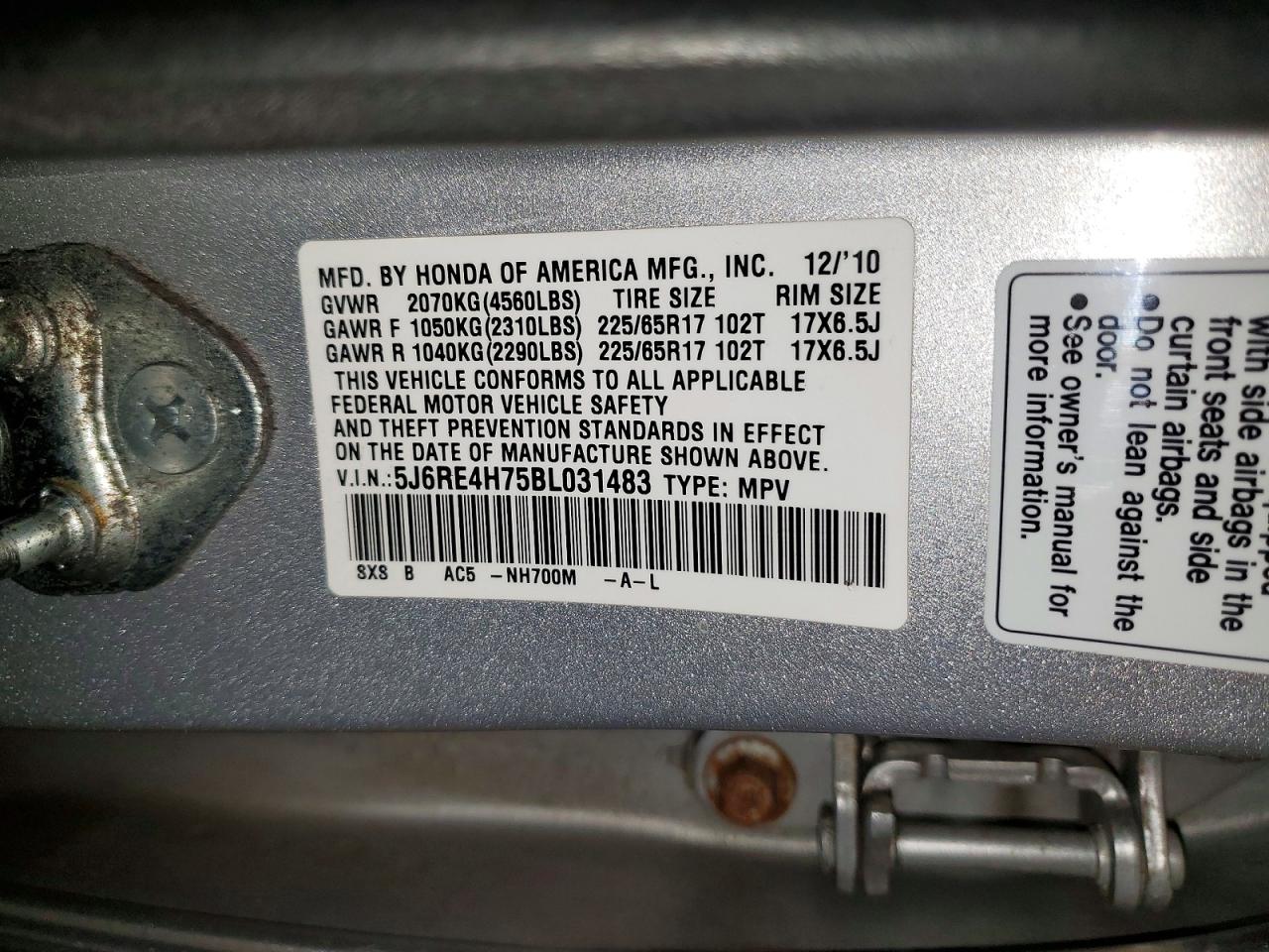 2011 HONDA CR-V EXL photo 13