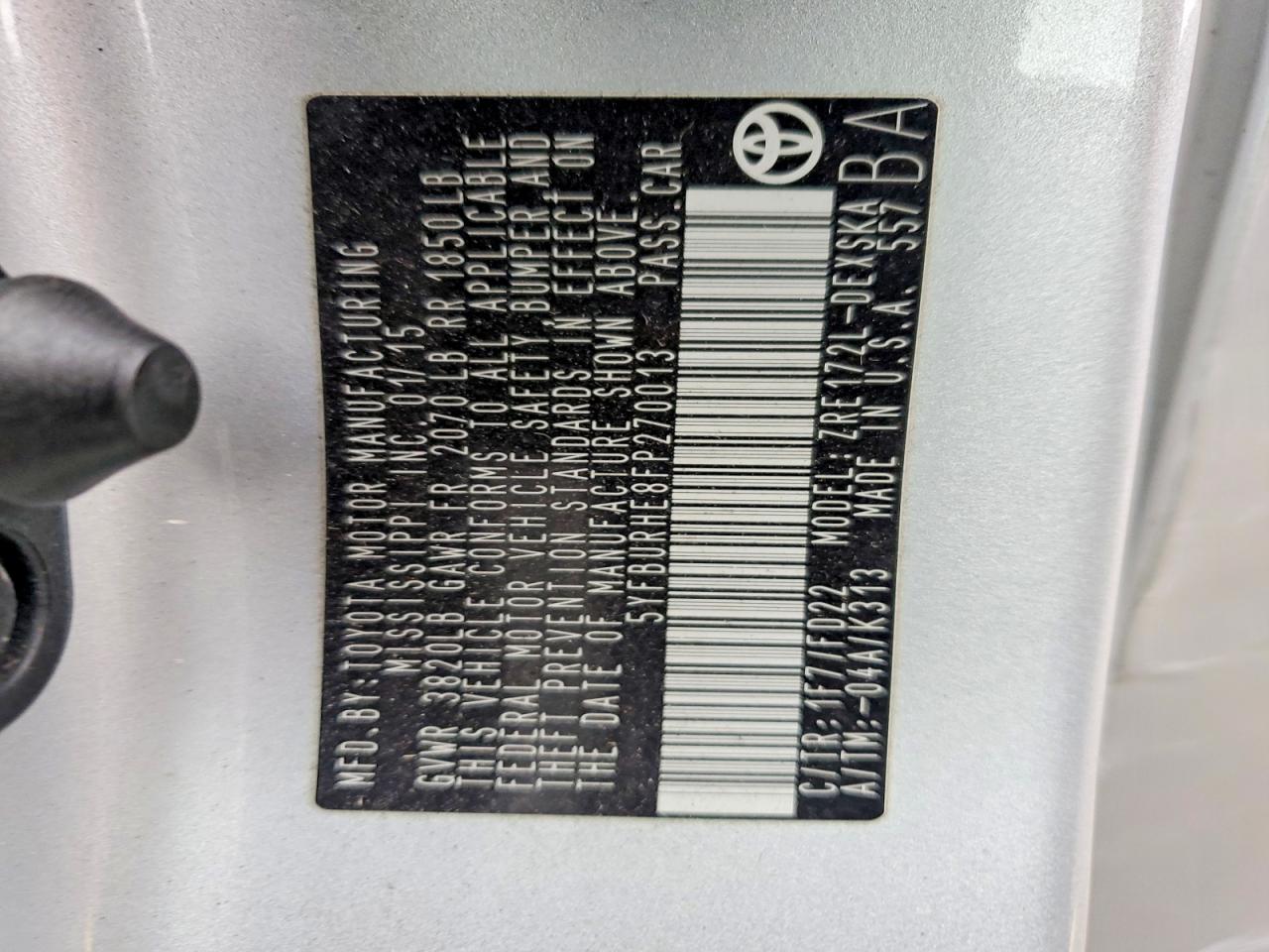 2015 TOYOTA COROLLA L photo 25